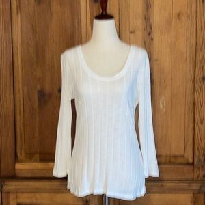 Sanctuary White ribbed 3/4 Sleeve Cotton Viscose Top Sz. MD.